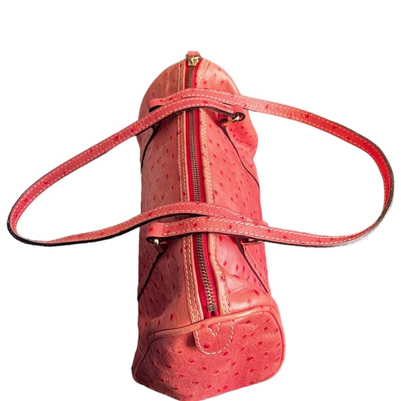 Dooney & Bourke Pink Ostrich Genuine Leather Purse Bag No Fob Rare VTG Retro - Picture 4 of 8